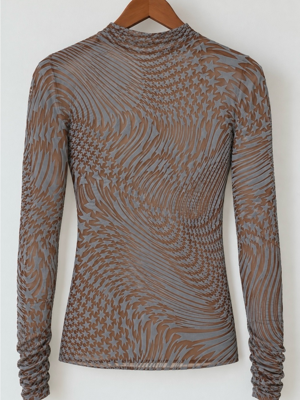 MUGLER Tan & Gray Star Turtleneck – Size 46 (NWT)